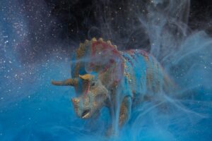 brown and blue dragon illustration